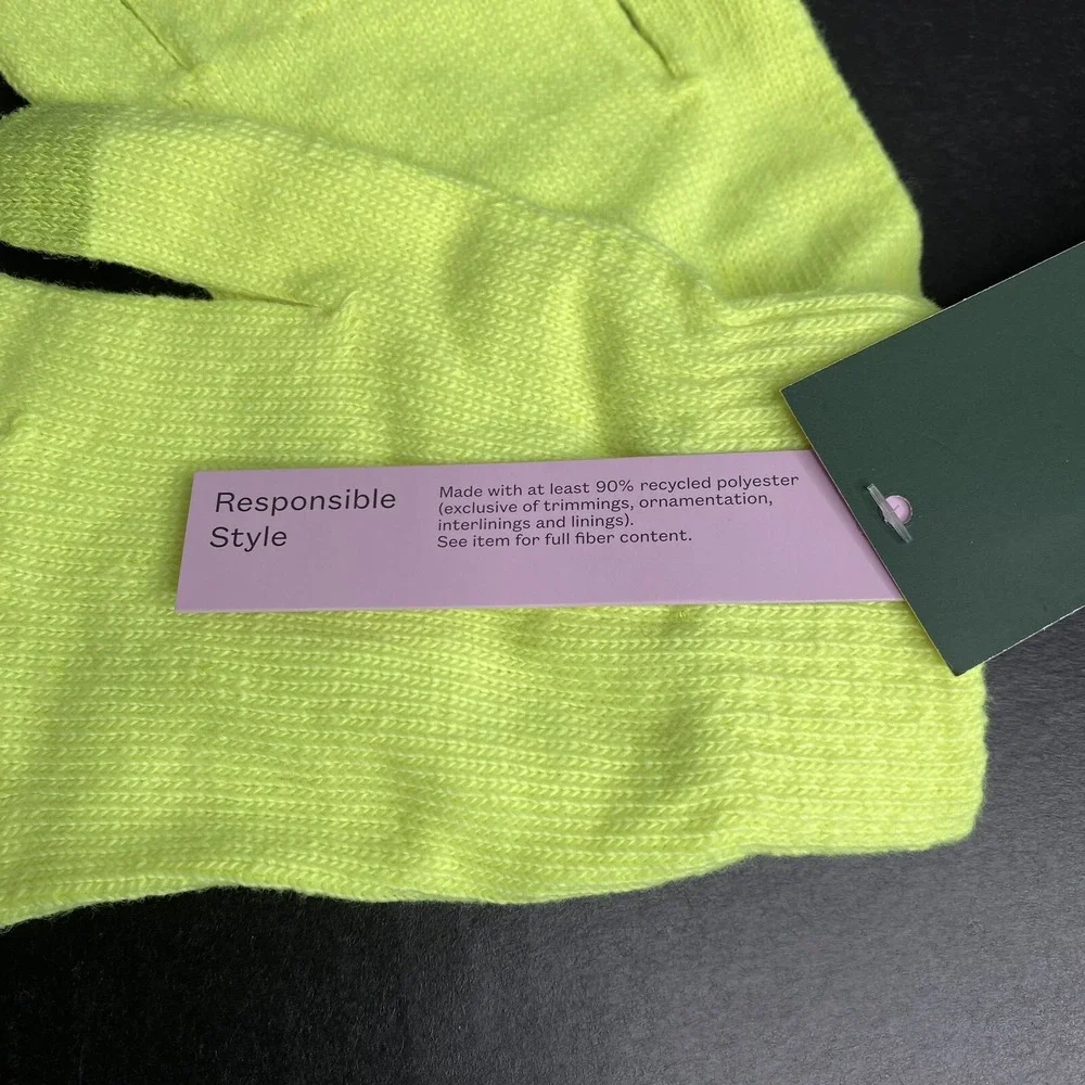 Tech Gloves Women One Size Neon Yellow Knit Touchscreen Cyberpunk Streetwear
